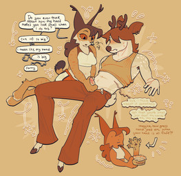 armpit_hair awkward blush blush_lines body_hair clothed clothing cloven_hooves crotch_lines dialogue digitigrade duo female freckled_face freckles genitals handjob hooves humanoid_genitalia humanoid_penis lube male male/female open_mouth partially_clothed penile penis piercing sex slightly_chubby slightly_chubby_female spots spotted_hips spotted_shoulders text tuft unguligrade sabanasmiles aubrey_lebeau kuri_lebeau bobcat deer eurasian_lynx felid feline lynx mammal english_text hi_res