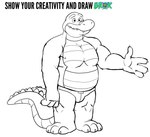 anthro bulge clothing humanoid_hands male musclegut muscular simple_background slightly_chubby smile solo speedo swimwear text white_background hunter-husky brok_the_investigator cowcat_games brok_(brok_the_investigator) alligator alligatorid crocodilian reptile scalie 2024 english_text hi_res