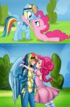 2013 abs all_fours blue_eyes blue_fur blush breast_squish breasts butt clothing cloud comparison crying curly_hair cutie_mark equine eye_contact eyelashes eyewear female flight_suit friendship_is_magic fur gloves goggles hair hanging hi_res horse hug human humanized lesbian looking_down looking_up mizz-chama multi-colored_hair my_little_pony navel open_mouth outside pegasus pink_fur pink_hair pinkie_pie_(mlp) pony pressing purple_eyes rainbow_dash_(mlp) rainbow_hair romantic scene_interpretation skinsuit skirt socks standing tears tight_clothing wings
Rating: Safe
Score: 17
User: anthroking
Date: November 27, 2013