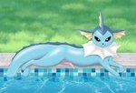 animal_genitalia erection feral genitals grass looking_at_viewer lying male on_front outside penis plant poolside seductive solo sploot tail tapering_penis water draquarzi nintendo pokemon canid canine eeveelution generation_1_pokemon mammal pokemon_(species) vaporeon digital_media_(artwork) hi_res