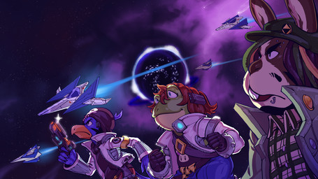 anthro arwing beard black_hair black_nose blood blue_body blue_fur bodily_fluids brown_hair clothing cowering dreadlocks facial_hair female fur group hair hat headgear headwear male scared short_hair space teeth young dkirbyj nintendo star_fox star_fox_zero two_best_friends_play falco_lombardi fox_mccloud liam_(two_best_friends_play) matt_(two_best_friends_play) peppy_hare slippy_toad woolie_(two_best_friends_play) alien amphibian avian canid canine fox lagomorph mammal 2016