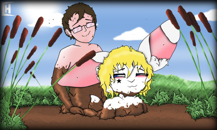 anthro blonde_hair dirty duo eyewear femboy glasses hair male male/male messy mud nature nature_background outside outside_sex sex sunny wearing_glasses charliebnnuy human lagomorph leporid mammal rabbit hi_res