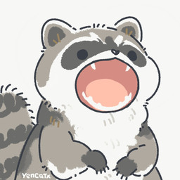 black_eyes black_nose chibi daww dot_eyes feral grey_body open_mouth short_snout simple_background simple_eyes snout solo teeth white_background white_body yencatx mammal procyonid raccoon 1:1 2021