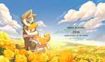 ambiguous_gender anthro blue_eyes blush duo field_background flower fur grey_body grey_fur hug orange_body orange_fur plant smile text white_body white_fur ayaka kyappy shibeta canid canine canis domestic_dog husky mammal nordic_sled_dog shiba_inu spitz 2024 english_text painting_(artwork) female_(lore) male_(lore)