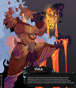 abstract_background anthro arm_tattoo athletic athletic_anthro athletic_male bodypaint bottomwear brown_body brown_fur clothing dialogue fur glowing glowing_eyes glowing_mouth gold_(metal) gold_jewelry hand_print jewelry lava leg_tattoo loincloth magic male necklace powers rock shoulder_tattoo smoke smoke_from_mouth solo talking_to_viewer tattoo text tribal user_interface viola_bat hades_(game) viola_bat_(character) bat elemental_creature felid hybrid lava_creature lion mammal mineral_fauna monster pantherine absurd_res cel_shading english_text hi_res shaded warm_colors