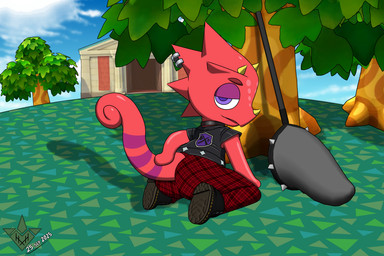 anthro bedroom_eyes bottomwear bug_net clothing ear_piercing ear_ring jacket leather leather_clothing leather_jacket leather_topwear male museum narrowed_eyes pants pattern_bottomwear pattern_clothing piercing plaid plaid_bottomwear plaid_clothing plant ring_piercing seductive solo topwear tree hatchlingbyheart animal_crossing nintendo flick_(animal_crossing) chameleon lizard reptile scalie 2025 3:2 hi_res