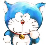 :3 anthro bell blue_body blue_fur collar front_view fur looking_at_viewer machine male mouth_closed pouch_(anatomy) red_collar red_nose simple_background solo standing whiskers white_background white_body white_fur mt_tg doraemon doraemon_(character) domestic_cat felid feline felis mammal robot 2018 shaded