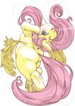 big_butt blush butt female feral hair looking_back one_eye_closed pink_hair solo wings heizou112 friendship_is_magic hasbro my_little_pony mythology fluttershy_(mlp) equid equine mammal mythological_creature mythological_equine pegasus