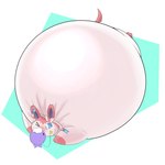 1:1 2022 air_inflation ambiguous_gender asaz balloon big_cheeks black_eyes blue_inner_ear blue_sclera blush bodily_fluids body_inflation bow_ribbon cheek_bulge colored digital_media_(artwork) drifloon duo eeveelution feral generation_4_pokemon generation_6_pokemon hi_res hyper_inflation immobile inflatable inflation inflation_fetish kissing nervous nintendo one_eye_closed pink_ears pink_tail pokemon pokemon_(species) puffed_cheeks puffkiss purple_body ribbons_(anatomy) round_body shaded simple_background spherical_inflation sweat sweatdrop swelling sylveon tail teal_background white_background white_body white_eyes