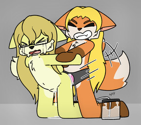 ambiguous_penetration anthro arm_grab biped black_nose blonde_hair bodily_fluids container countershade_fur countershading crying cum cum_from_vagina cum_in_vagina cum_inside cum_on_ground cum_tube duo ears_down eyewear eyewear_only female female/female flat_chested forced fur genital_fluids glasses glasses_only grey_background hair jar kneeling_bodyguard_position long_hair nude open_mouth orange_body orange_fur penetration pivoted_ears rape sex simple_background smile strapon tail tears thrust_lines wearing_glasses yellow_body yellow_fur young young_on_young lightningb0lt01 marika_(character) polymorph canid canine fox mammal red_fox true_fox 2026 absurd_res digital_drawing_(artwork) digital_media_(artwork) hi_res signature