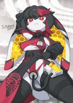 anthro anthro_penetrated arm_warmers armwear biped black_body black_clothing black_dress black_fur black_hair black_legwear black_nose black_thigh_highs blurred_background bodily_fluids breasts butt butt_from_the_front cleavage_cutout clothed clothed_anthro clothed_female clothing colored_nails cutout dildo dildo_in_vagina dildo_insertion dress electronics eye_through_hair female female_anthro female_penetrated floppy_ears focused front_view fur genital_fluids glistening glistening_eyes glowing_pupils hair hand_on_hip hand_on_own_hip hexagon highlights_(coloring) huge_ears id_card legband legwear logo lop_ears low-angle_view medium_breasts medium_hair multicolored_body multicolored_fur nails navel_outline object_in_pussy penetration pupils red_body red_eyes red_fur red_highlights red_nails scut_tail sex_toy sex_toy_in_vagina sex_toy_insertion short_tail side_slit side_slit_dress slim_anthro slim_female slit_dress small_waist solo squish standing strapped_in_toy tail text thigh_highs thigh_squish thigh_strap thighband topwear translucent translucent_hair under_boob vaginal vaginal_fluids vaginal_fluids_on_leg vaginal_penetration white_body white_fur white_tail wide_stance yellow_fluid yellow_pupils zinfyu aix_(andreariel) lagomorph leporid mammal rabbit 2025 absurd_res alternate_version_at_paywall artist_logo artist_name character_name commissioner_name dated digital_media_(artwork) hi_res portrait shaded three-quarter_portrait