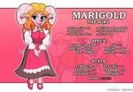 anthro blue_eyes breasts clothing eyebrows eyelashes female footwear hair pupils shoes smile solo text bnbigus kitknight marigold_(bnbigus) bovid caprine goat mammal 2023 digital_media_(artwork) english_text hi_res model_sheet