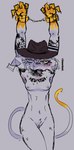 anthro clothing cuff_(restraint) female female_anthro genitals handcuffs hat headgear headwear metal_cuffs pussy raised_arms restraints solo tattoo tongue tongue_out sinnerbuns epic_games fortnite meow_skulls meowdas meowscles felid mammal hi_res