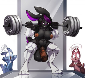 animal_genitalia animal_penis anthro balls big_balls big_breasts big_penis breasts clothing equine_genitalia equine_penis exercise genitals group gynomorph huge_balls huge_breasts huge_penis intersex legwear mismatched_animal_penis mismatched_genitalia mismatched_penis muscular muscular_gynomorph muscular_intersex nipples penis smile solo_focus thigh_highs weightlifting workout spirale laylabun lagomorph laquine leporid mammal rabbit 2017 digital_drawing_(artwork) digital_media_(artwork)