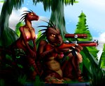 anthro anus big_breasts breasts duo everglades female genitals gun hunting hunting_rifle mini-14 muscular muscular_female naturalism nature nipples nude nudist outside public public_nudity pussy ranged_weapon rifle scar weapon blueondrive rift_seekers_saga shaaux_kautner zahra_borngen dinosaur dromaeosaurid prehistoric_species reptile scalie theropod velociraptor absurd_res hi_res