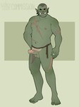 athletic athletic_humanoid athletic_male balls barefoot bottomwear bottomwear_aside clothed clothing clothing_aside erection feet genital_piercing genitals loincloth loincloth_aside loincloth_only male mostly_nude penis penis_piercing piercing prince_albert_piercing scar solo topless tusks kingdragyn humanoid orc 3:4 absurd_res hi_res