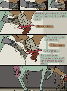 accessory animal_genitalia animal_penis bodily_fluids bow_(feature) bow_accessory bow_ribbon clitoris collar cum dialogue duo ellipsis equine_genitalia equine_penis erection female feral forced furgonomics genital_fluids genitals grey_background male male/female nude penis profanity ribbons sex simple_background tail tail_accessory tail_bow tail_ribbon text vulva omnipresentcrayon hasbro my_little_pony fan_character equid mammal comic english_text hi_res multiple_scenes