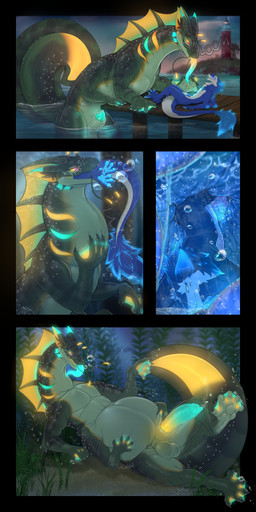 anthro aroused balls belly_grab blue_body bubble duo erection feet feral fin fur genitals male membrane_(anatomy) nude paws penis rumbling_stomach seaweed soft_vore swallowing tail toes tongue underwater vore water webbed_feet white_body white_fur shade_okami mythology fanven_techar aquatic aquatic_dragon dragon mythological_creature mythological_scalie scalie sergal 1:2 absurd_res comic hi_res
