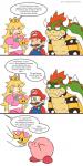 1:2 2018 absurd_res alien ambiguous_gender anthro blonde_hair blue_eyes bowser comic comic_sans crown english_text female hair headgear hi_res human kirby kirby_(series) koopa lazyraincrafts mammal mario mario_bros nintendo princess_peach scalie spikes super_crown text waddling_head