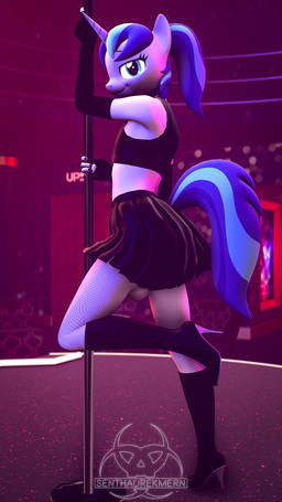 anthro armwear balls boots clothed clothing crop_top crossdressing elbow_gloves femboy fingerless_gloves fishnet_clothing fishnet_legwear footwear genitals gloves handwear high_heeled_boots high_heels horn legwear looking_at_viewer male pole shirt shoes solo strip_club stripper_pole topwear lovewood_studios friendship_is_magic hasbro my_little_pony mythology shining_armor_(mlp) equid equine mammal mythological_creature mythological_equine unicorn 3d_(artwork) 9:16 digital_media_(artwork) hi_res