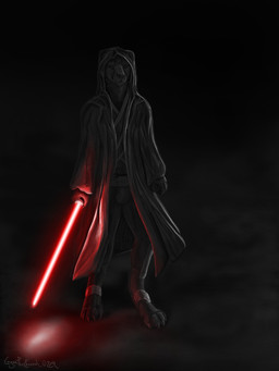 anthro armor biped bulge claws clothing dark gloves handwear hood lightsaber male melee_weapon realistic red_lightsaber robe sith smoke solo standing weapon whiskers cryme_the_cheetah star_wars khraym cheetah felid feline mammal 2014 black_and_white_and_red digital_media_(artwork) greyscale hi_res monochrome spot_color