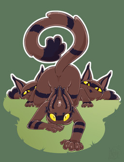 ambiguous_gender anthro anthro_focus anthrofied biped butt female female_focus front_view grass group lying on_front paws plant slime smile solo_focus tail tongue tongue_out trio kiesht slime_rancher felid feline hunter_slime mammal slime_(slime_rancher) absurd_res hi_res