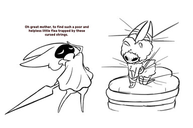 anthro arthropod_webbing bdsm bed biped blush blush_lines bondage bound clothing cosplay costume dialogue duo eyes_closed fake_antennae female female/female furniture fursuit holding_object holding_weapon horn imminent_sex kneeling kneeling_on_bed on_bed restrained roleplay shawl suggestive swooning thick_thighs void_eyes weapon wide_hips soff_dollr hollow_knight:_silksong hollow_knight_(franchise) team_cherry hornet_(hollow_knight) lace_(hollow_knight:_silksong) arachnid arthropod spider 2025 3:2 monochrome