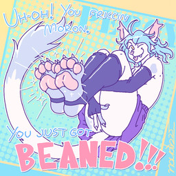 ambiguous_gender anthro armwear butt clothed clothing dialogue elbow_gloves feet foot_fetish foot_focus foot_play footwear gloves handwear looking_at_viewer one_eye_closed pawpads paws socks soles solo stirrup_socks text upskirt wink winking_at_viewer naudiz_(artist) 1:1 english_text nonbinary_(lore)