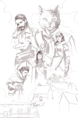 2_horns 5_fingers ambiguous_feral ambiguous_gender anthro armor arrow_(weapon) bard beard belt_pouch black_beard black_eyebrows black_facial_hair black_hair black_mustache bow_(weapon) building chainmail cheek_scar chimney cloak closed_smile clothed clothed_anthro clothed_female clothed_human clothed_humanoid clothed_male clothing cloud coat crossed_arms dress druid empty_eyes eye_patch eyebrows eyewear facial_hair facial_scar female female_humanoid fence feral field fingerless_gloves fingers fur fur_trim_(clothing) fur_trim_cloak fur_trim_shawl gauntlets gloves grey_hair group hair hand_on_own_belly handwear holding_bow_(weapon) holding_object holding_ranged_weapon holding_weapon horn horn_jewelry horn_ring house humanoid_pointy_ears jewelry larger_anthro larger_male long_hair looking_at_viewer magic_user male male_anthro male_human male_humanoid mouth_closed mustache necklace paladin path pirate pointy_ears pupils quiver_(object) ranged_weapon ring_(jewelry) rogue scales scar scarf sharp_teeth shawl shirt short_hair sign sitting_on_shoulder size_difference sky slit_pupils smaller_anthro smaller_male smile standing standing_on_shoulder teeth text topwear town tribal_spellcaster tusks weapon whiskers white_body white_cloak white_clothing white_coat white_dress white_eyes white_fingerless_gloves white_fur white_gloves white_handwear white_nose white_scales white_scarf white_shawl white_shirt white_skin white_sky white_topwear wood wood_fence theamazingmrc dungeons_and_dragons hasbro oxventure wizards_of_the_coast corazon_de_ballena dob_(oxventure) egbert_(oxventure) merilwen minibert_(oxventure) prudence_(oxventure) rust_on_the_harbour avian bird dragonborn_(dnd) elf felid half-orc horned_humanoid human humanoid mammal orc scalie tabaxi tiefling wood_elf 2020 adobe_photoshop_(artwork) digital_drawing_(artwork) digital_media_(artwork) english_description english_text greyscale hi_res monochrome shaded