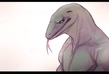anthro black_bars blind disability earhole forked_tongue male nude side_view simple_background solo tongue tongue_out white_background amit komodo_saurian komodo_dragon lizard monitor_lizard reptile scalie bust_portrait portrait