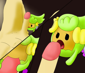 duo female feral first_person_view flower genitals green_body green_hair hair hugging_penis interspecies licking long_tongue male male/female oral penile penis penis_lick plant sex tongue tongue_out tonguejob skproffi1 nintendo pokemon comfey generation_7_pokemon human mammal pokemon_(species) absurd_res hi_res