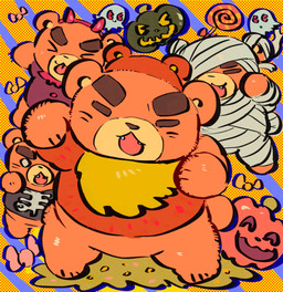 anthro brown_body brown_fur candy chibi clothing dessert eyes_closed food fur hat headgear headwear holidays kemono male mummy_costume mummy_wrappings slightly_chubby solo buta5kawa animal_crossing halloween nintendo teddy_(animal_crossing) bear mammal 2020 absurd_res hi_res