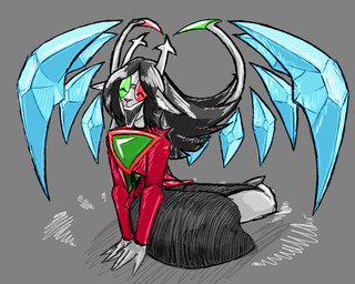 anthro antlers buckteeth crystal_wings deer_ears female fusion grin happy heterochromatic_glasses heterochromia horn machine red_nose smile solo teeth unusual_anatomy unusual_wings wings unknown_artist deltarune undertale_(series) fan_character noelle_holiday spamelle spamton_g._spamton deer mammal new_world_deer reindeer robot robot_anthro hi_res
