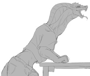 anthro apode bodily_fluids clothing drooling forked_tongue growth hair human_to_anthro legless long_neck male mid_transformation midriff muscular muscular_male neck_expansion open_mouth saliva scales serpentine sharp_teeth side_view simple_background snake_hood snout snout_growth solo species_transformation sweat teeth tongue tongue_out topwear torn_clothing transformation yakumomidori1 cobra draconcopode human mammal naga reptile scalie snake 2025 digital_drawing_(artwork) digital_media_(artwork) hi_res monochrome