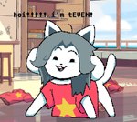 clothed clothing hair tail tail_motion tailwag text topwear white_body cartoon_network steven_universe undertale undertale_(series) temmie_(undertale) canid canine felid feline mammal tem animated short_playtime