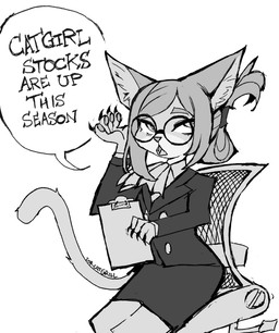 anthro bangs business business_suit businesswear chair claws clipboard clothing cravat dark_clothing dialogue eyewear female furniture glasses hair handpaw office_chair office_lady on_chair one_fang open_mouth parted_bangs pawpads paws round_glasses side_bangs simple_background sitting sitting_on_chair solo speech_bubble suit text tied_hair triangle_nose white_background genczilla hitoner miss_tonerico domestic_cat felid feline felis mammal 2026 english_text flat_colors greyscale monochrome