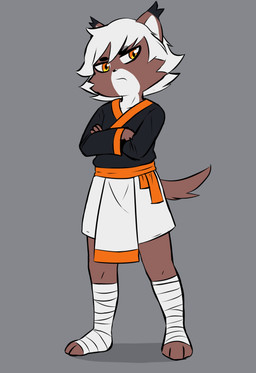 anthro bottomwear clothing fighters loincloth male martial_arts pose solo e254e caracal caracal_(genus) felid feline hybrid mammal hi_res