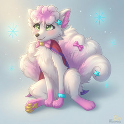 claws clothing coat decorating decoration feet female female_focus feral fur green_eyes hair meta multicolored_body multicolored_ears multicolored_fur multicolored_tail neck_tuft pawpads pupils purple_body purple_fur raincoat solo solo_focus tail toe_claws toes topwear tuft two_tone_body two_tone_ears two_tone_fur two_tone_tail white_body white_fur caypaisley nintendo pokemon canid canine generation_1_pokemon mammal ninetales pokemon_(species) vulpix 1:1 2026 digital_media_(artwork) watermark