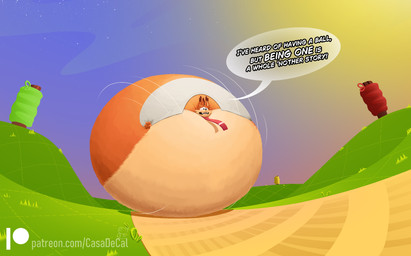 accessory anthro ball claws clothing dialogue fur inflation male necktie open_mouth paws shirt solo speech_bubble teeth text topwear wide_eyed calorie bubsy_(series) bubsy_bobcat bobcat felid feline lynx mammal 2026 hi_res url