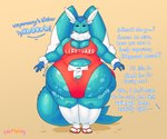 angry anthro areola areola_slip belly belly_expansion big_belly blue_body blush breasts clothed clothing cross-popping_vein dialogue expansion female fusion obese offscreen_character overweight overweight_anthro overweight_female pokemon_fusion solo torn_clothing wardrobe_malfunction vulpgulps nintendo pokemon pokemon_infinite_fusion fan_character vaporunny_(japeal) eeveelution generation_1_pokemon generation_4_pokemon hybrid lopunny pokemon_(species) vaporeon 2023 absurd_res hi_res