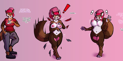 anthro bar_emanata base_one_layout basic_sequence big_breasts breast_growth breasts brown_body brown_fur bursting_out bursting_out_of_clothing clothed clothed_to_nude clothing clothing_loss color_coded color_coded_text dialogue emanata exclamation_point female fully_clothed fully_clothed_to_nude fur gender_transformation genitals growth hair heart_(marking) heart_jewelry heart_necklace heart_on_body heart_pendant heart_symbol huge_breasts human_to_anthro jewelry linear_sequence looking_at_viewer markings mtf_transformation necklace necklace_only nipples nude one_row_layout simple_background solo species_transformation stuttering surprised text thick_thighs three_frame_image three_frame_sequence torn_clothing transformation transformation_by_item transformation_mechanism transformation_sequence transformative_necklace vulva biobasher ailurid mammal red_panda 2020 english_text hi_res sequence