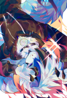 ambiguous_gender anthro blue_body blue_eyes blue_fur claws clock clothing collar fur solo white_body white_fur juewanggouqishilei nintendo pokemon kian_(kianyemao) canid canine generation_7_pokemon lycanroc mammal midnight_lycanroc pokemon_(species) shiny_pokemon hi_res