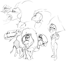1_eye beak bodily_fluids chips_(food) dialogue disembodied_hand disembodied_penis duo erection faceless_character faceless_male fellatio female food genitals hair humanoid_genitalia humanoid_penis male oral penile penis saliva sex smile solo_focus speech_bubble text dotkwa cartoon_network steven_universe centipeetle peridot_(steven_universe) alien alien_humanoid animal_humanoid arthropod arthropod_humanoid corrupted_gem gem_(species) humanoid insect insect_humanoid nephrite_(gem_species) peridot_(gem_species) black_and_white digital_drawing_(artwork) digital_media_(artwork) english_text monochrome sketch_page