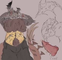 big_penis big_teeth body_hair genitals happy_trail knot knotted_penis looking_at_viewer male male/male muscular penis smile smiling_at_viewer solo standing wings silly_willy_check mythology object_terror object_terrorist mr_trowls_(object_terrorist) trowel_(object_terror) dragon mythological_creature mythological_scalie scalie hi_res