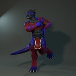 abs anthro blue_body clothed clothing crossdressing fishnet_clothing groping_chest jockstrap jockstrap_bulge looking_at_viewer male muscular muscular_male red_clothing self_grope smile solo tail underwear dergdrister mythology drister_(dergdrister) dragon mythological_creature mythological_scalie scalie 1:1 3d_(artwork) digital_media_(artwork)