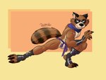 anthro armor brown_body brown_fur bulge claws clothing empty_eyes facial_scar feet fluffy fluffy_tail fur hindpaw male multicolored_body muscular paws pecs pose scar simple_background solo tail two_tone_body underwear daison_the_fox epic_games fortnite hajime_(fortnite) canid canine mammal raccoon_dog tanuki hi_res