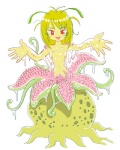 carnivorous_plant female man_trap not_furry nude plant red_eyes simple_background smile solo split_form sundew_plant tentacles trap_(contrivance) pukao european_mythology mythology alraune carnivorous_plant_humanoid elemental_creature elemental_humanoid flora_fauna humanoid plant_humanoid 4:5