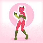 3_toes 4_fingers anthro belly claws countershading dragon_fruit dragon_fruit_markings featureless_chest featureless_crotch feet female fingers flat_chested food fruit fur gradient_background green_body green_fur heart_after_signature heart_symbol multicolored_body nude pink_background pink_body pink_skin plant purple_eyes simple_background solo spots spotted_belly spotted_chest toes hapromeen elemental_creature flora_fauna food_creature kobold living_fruit scalie 1:1 artist_name digital_media_(artwork) hi_res