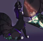 anthro anthro_on_taur anus black_body black_fur black_hair blue_body blue_fur brown_eyes cutaway duo facesitting fangs female female/female fur glistening glistening_eyes green_hair hair internal mouth_closed multicolored_hair narrowed_eyes open_mouth oral puffy_anus purple_hair sex side_view sitting_on_another snout_fuck teeth tongue tongue_out two_tone_hair white_body white_eyes white_fur smogville canid canine mammal taur hi_res