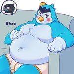 anthro blue_body briefs clothing duo furniture gloves handwear hat headgear headwear male overweight overweight_anthro overweight_male sitting sofa solo underwear binca_233 brawl_stars supercell_(company) crow_(brawl_stars) mr.p_(brawl_stars) avian bird corvid corvus_(genus) crow oscine passerine penguin 1:1 hi_res